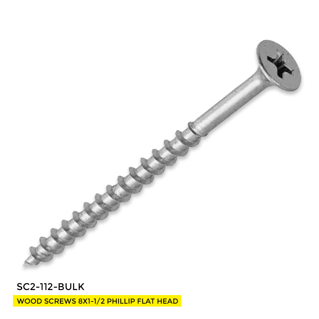WOOD SCREWS IMEX PHILLIP FLAT HEAD WITH NIBS #8 1-1/2" TYPE 17 COARSE ZINC 5.000 BULK
