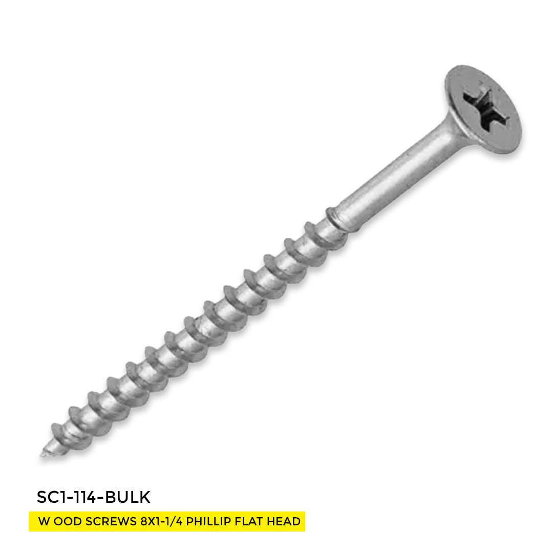 WOOD SCREWS IMEX PHILLIP FLAT HEAD WITH NIBS #8 1-1/4" TYPE 17 COARSE ZINC 500 BOX