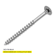 WOOD SCREWS IMEX PHILLIP FLAT HEAD WITH NIBS #8 1-1/8" TYPE 17 COARSE ZINC 10.000 BULK