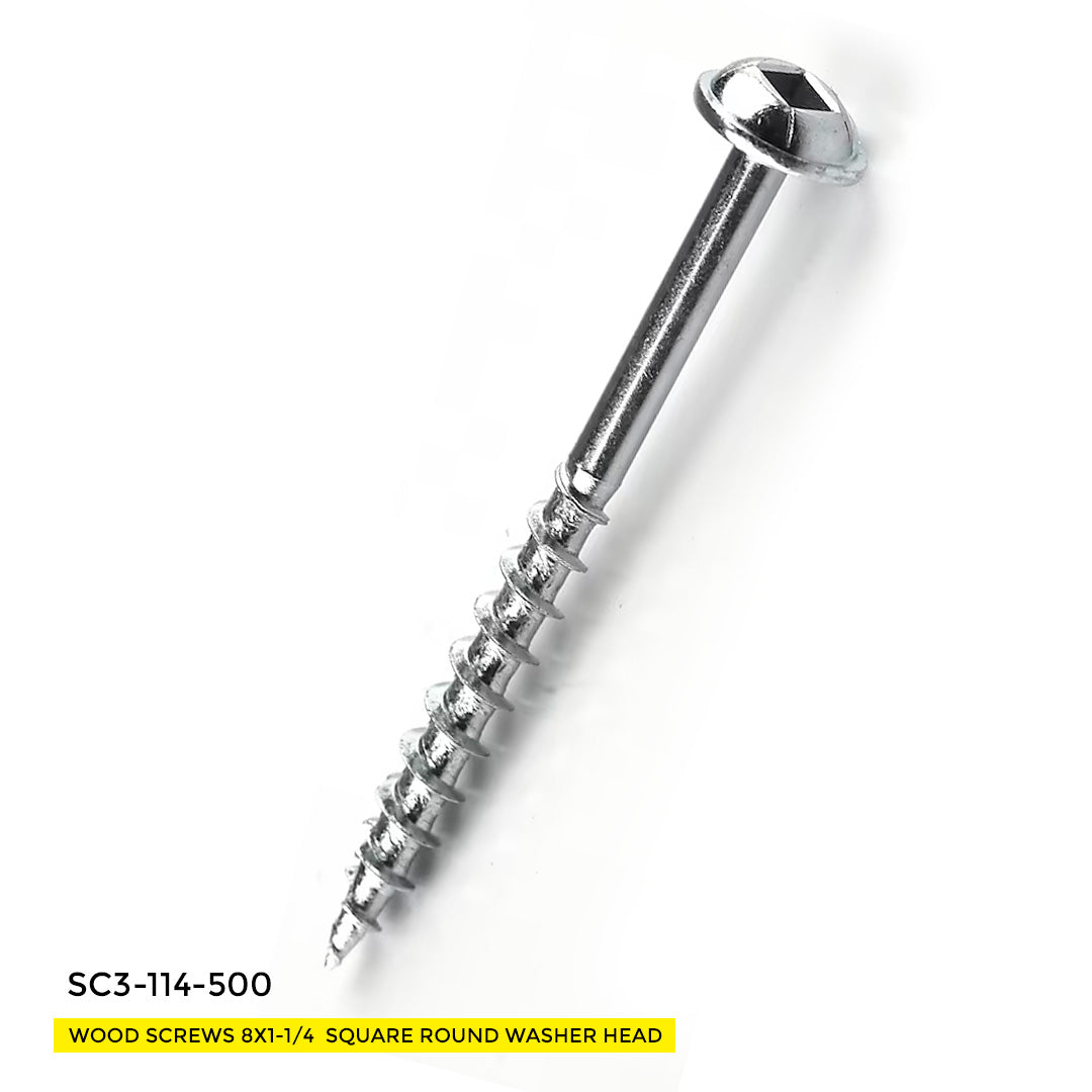 WOOD SCREWS IMEX SQUARE ROUND WASHER WITH NIBS #8 1-1/4" TYPE 17 COARSE ZINC 500 BOX