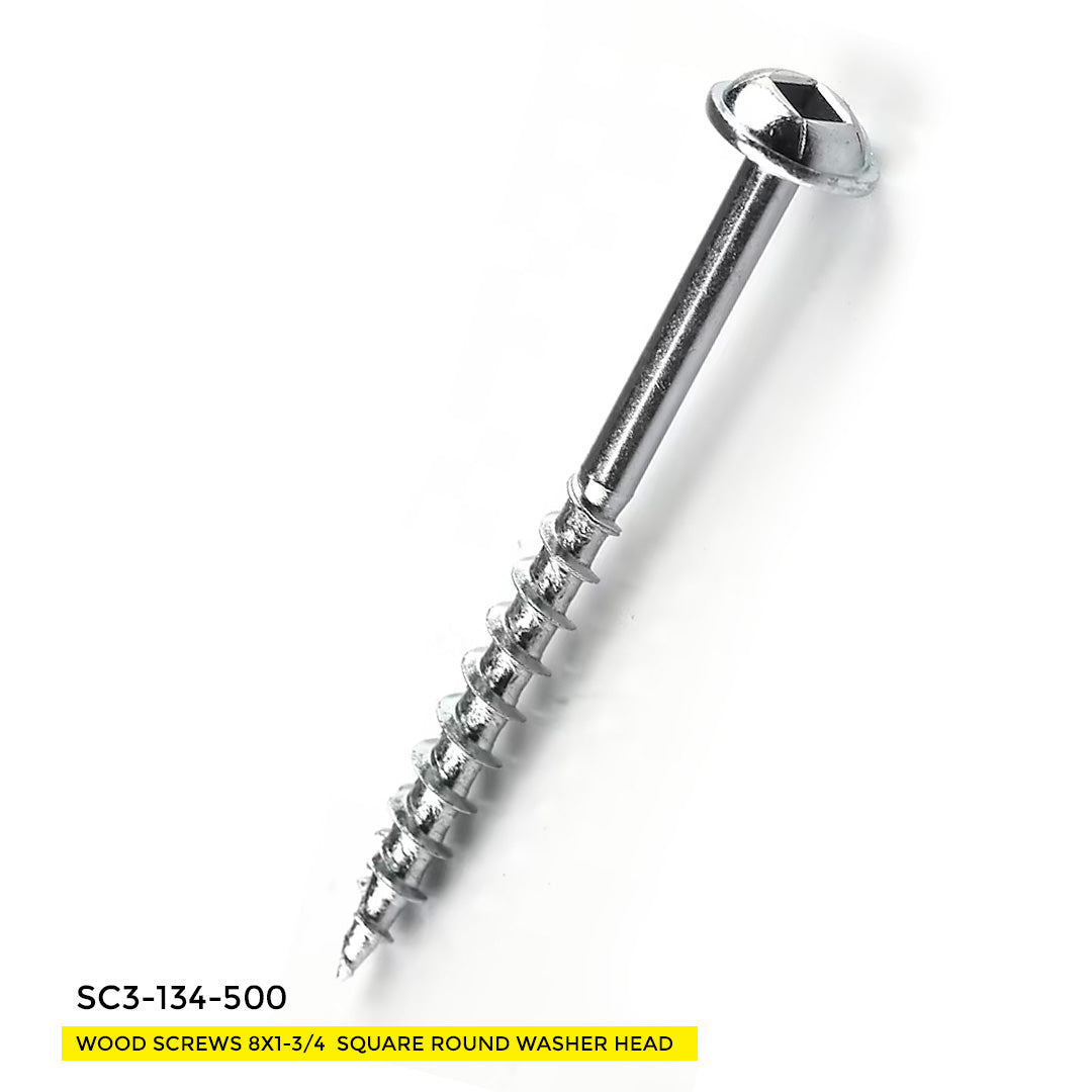 WOOD SCREWS IMEX SQUARE ROUND WASHER WITH NIBS #8 2" TYPE 17 COARSE ZINC 500 BOX