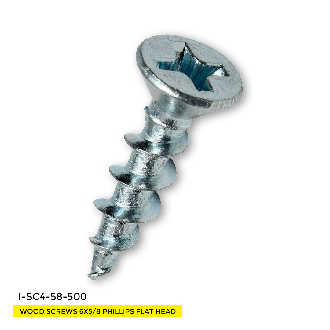 WOOD SCREWS 6X5/8 PHILLIPS FLAT HEAD COARSE  NICKEL 500