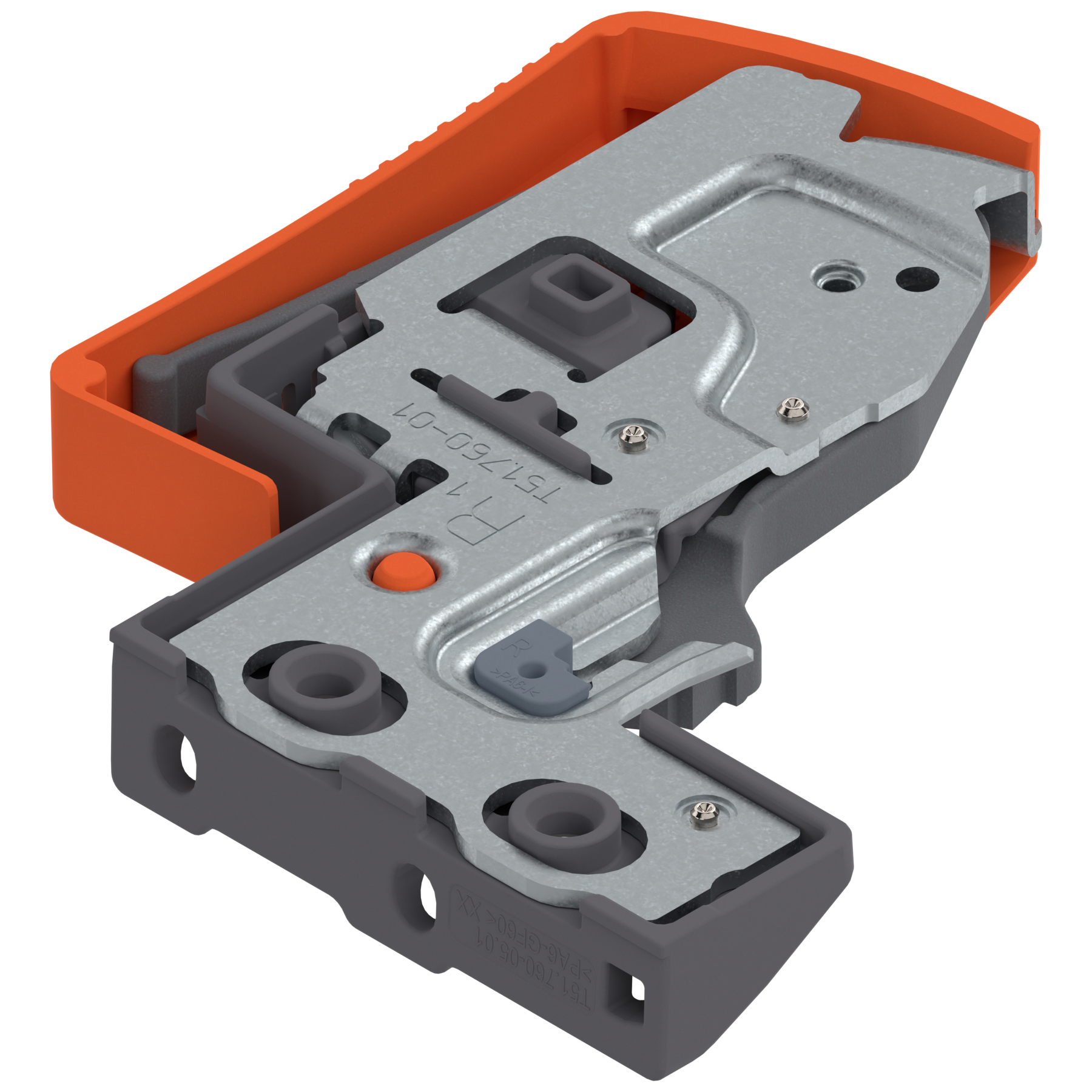 Locking device for MOVENTO 763/9 drawer runners Vertical mt. Orange