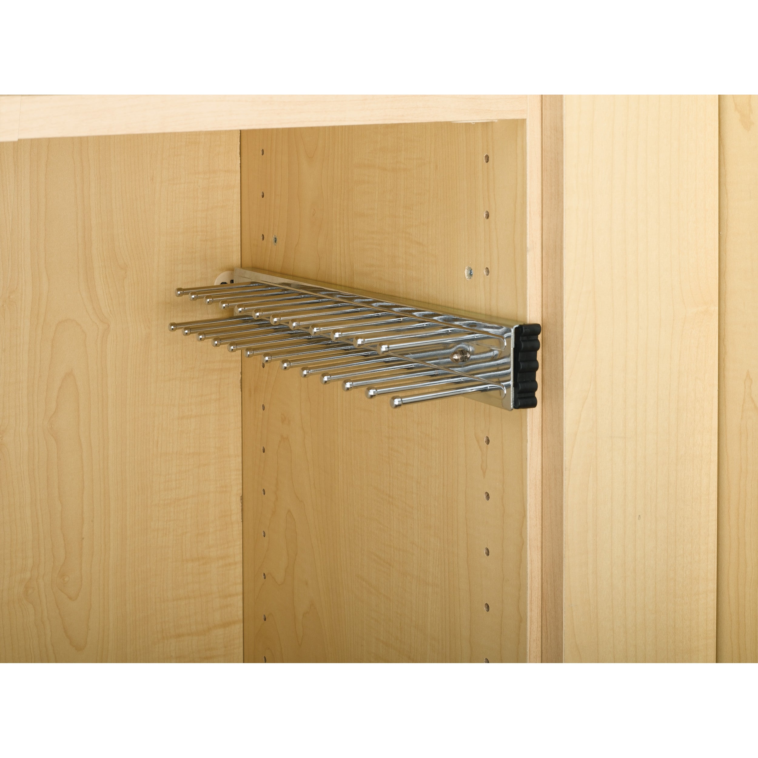 12 in Chrome Side mount Tie Rack Chrome  2.5 in (64 mm) W x 12 in (305 mm) D x 1.88 in (48 mm) H