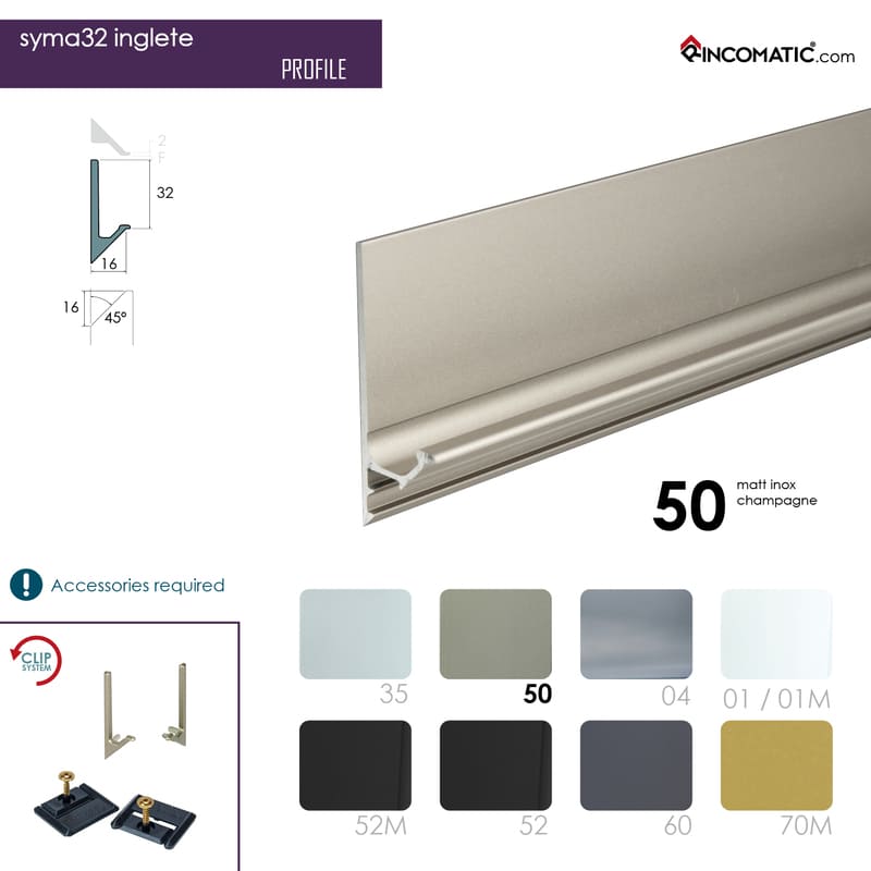 SYMA32 Inglete Profile Handle Matt Inox Champagne 2670 mm