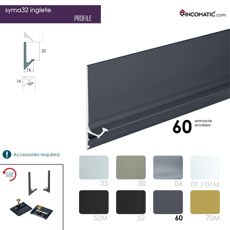 SYMA32 INGLETE ANTHRACITE GREY 2670 MM