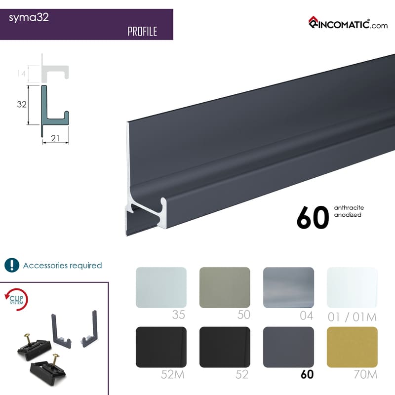 SYMAG 32 Profile Handle - Anthracite Grey anod. - 2670 mm (105 1/8
