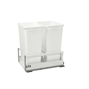 Double 50 Qrt Tandem Pull-Out Waste Container White  15.5 in (394 mm) W x 22.4 in (569 mm) D x 23 in (584 mm) H