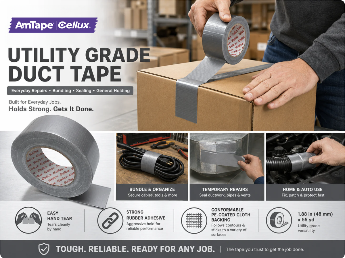 AmTape Utility Grade Duct Tape - 1.88 in (48 mm) x 55 yd