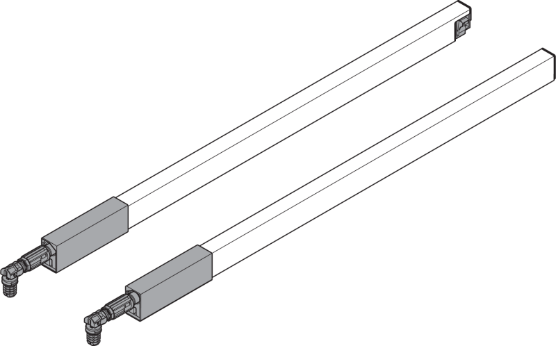 TANDEMBOX rectangular gallery rails - TOP Ident 18'' White Aluminum (Left) 20/Box