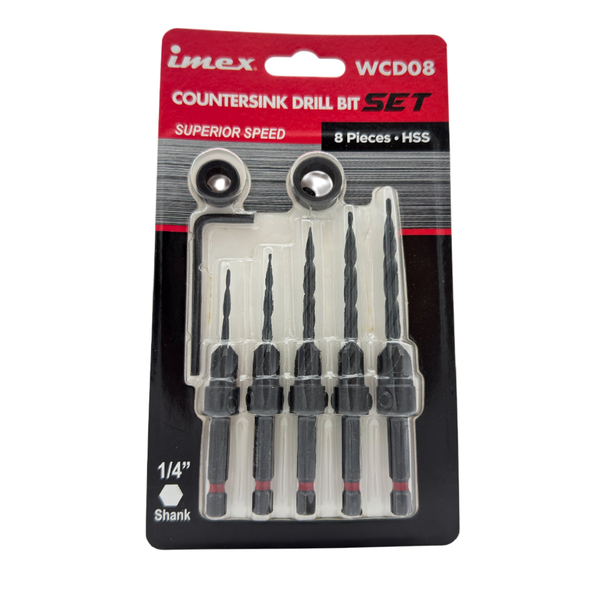 8-Piece Wood Countersink Drill Bit Set - IMEX Power Tools