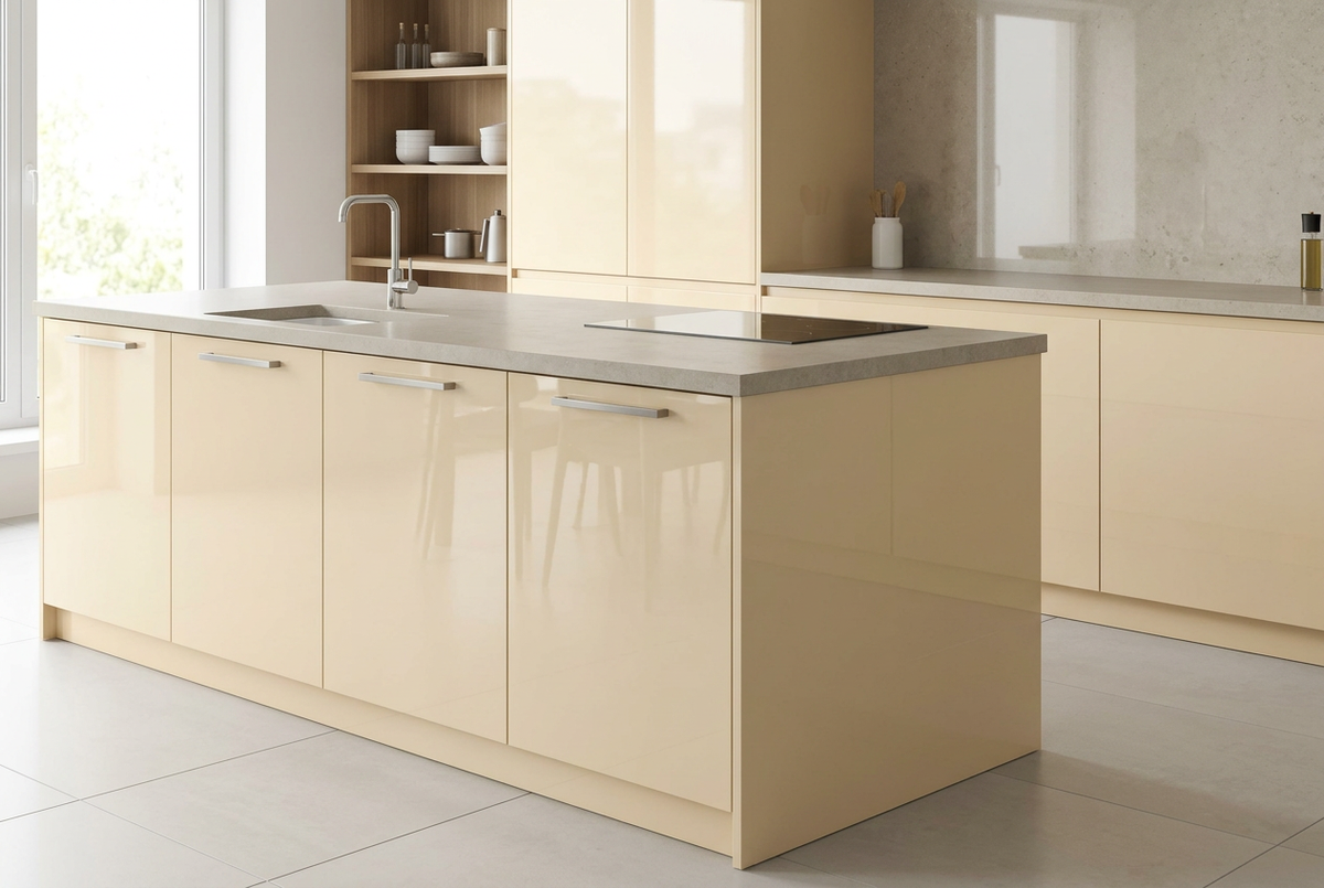 Escena ilustrativa de Almond GL LA0920GL aplicado en muebles de cocina