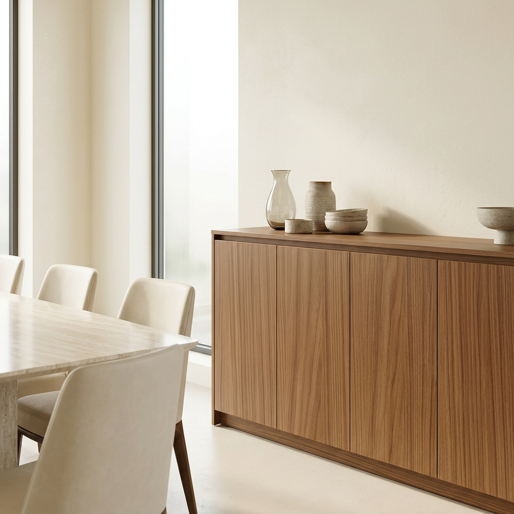 Walnut Heights LA7965K-12-335 laminate on contemporary dining room sideboard fronts
