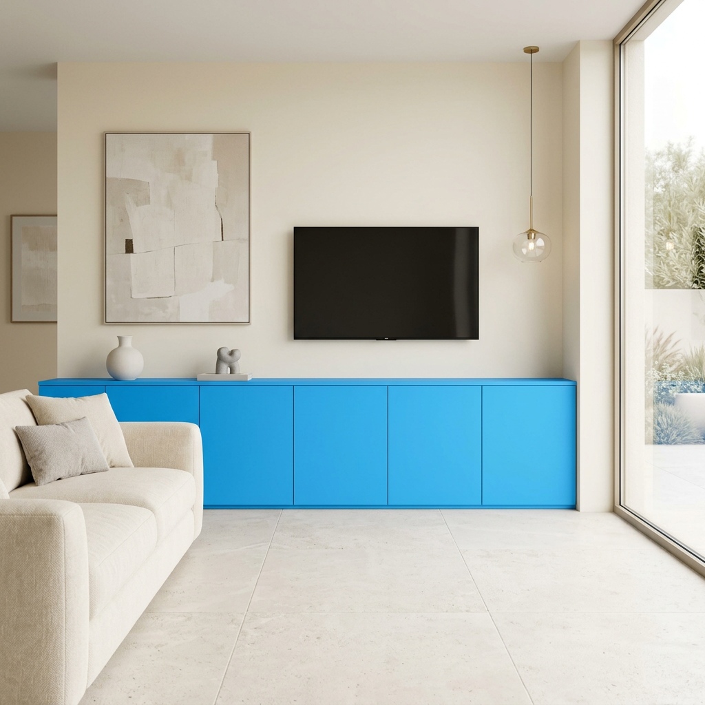 Caribbean LA2182MT laminate on contemporary living room media cabinetry