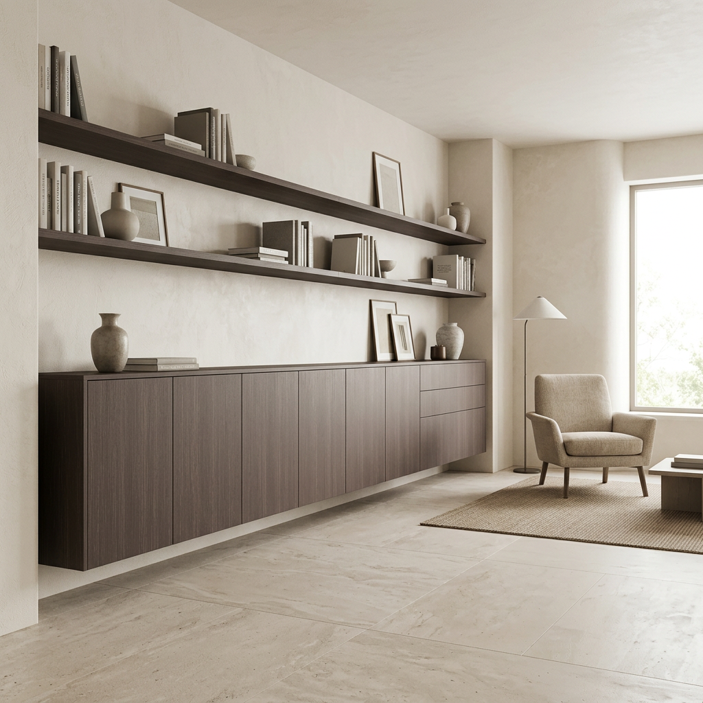 Cafe Oak LA1830PR laminate on contemporary home library cabinetry