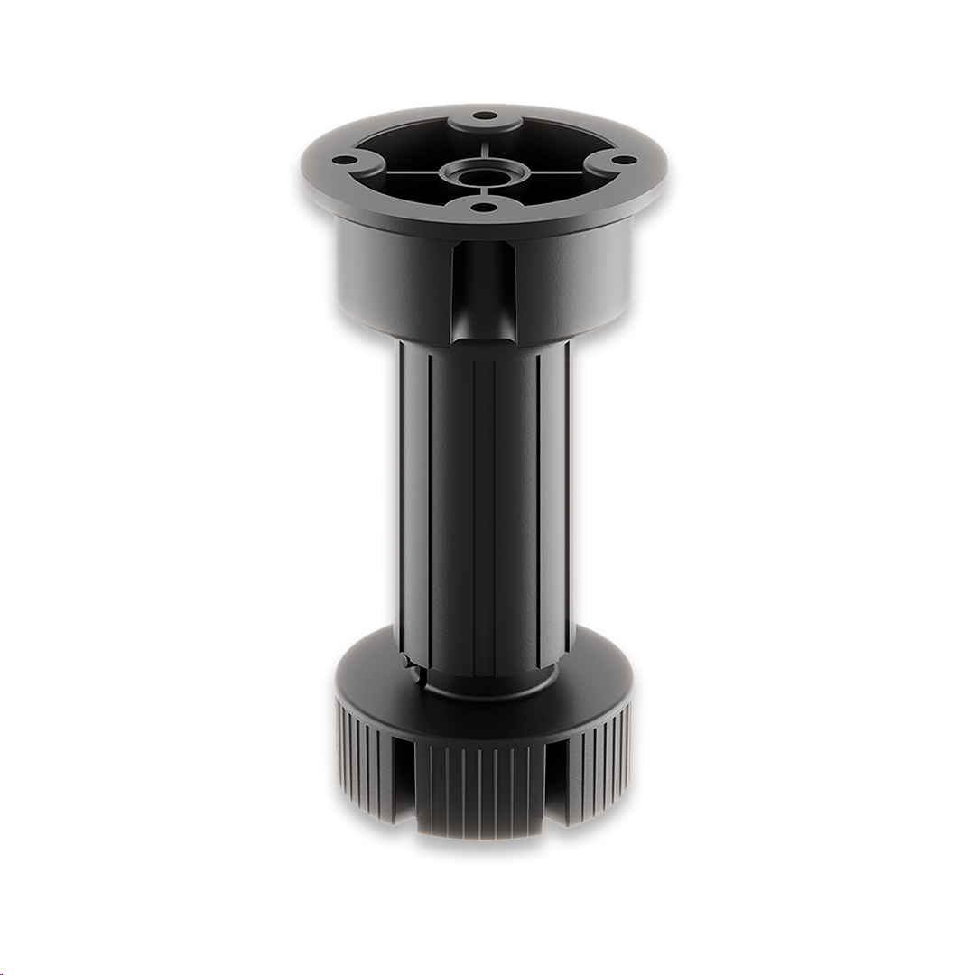 ADJUSTABLE LEG SET VOLPATO H150MM TO 200MM - SET OF 4 LEGS, OVAL BASES AND CLIPS FOR EXTRUDED AND WODDEN TOE KICK