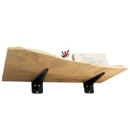 Maple Live Edge Wall Shelf - 9-12" x 24" x 2" - Modern Wall Shelf Brackets