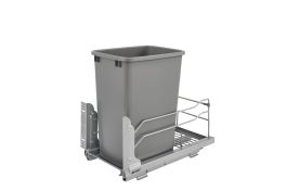 35 Qrt Pull-Out Waste Container Soft-Close Metallic Silver 10.88 in ...