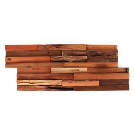 Vintage 3D Teak Wood Wall Panels - 12 Pack - 12x4x0.25 - Teak | Federal Brace