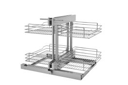 15 in Chrome Blind Corner Organizer Chrome  26.25 in (667 mm) W x 20.25 in (514 mm) D x 20.88 in (530 mm) H