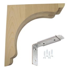 Wood Corbel Scalloped Overhang Bar Bracket - 10x3x10 - Maple with Corbel Mounting System | Federal Brace