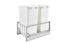 Double 50 Qrt Pull-Out Waste Containers Silver  14.81 in (376 mm) W x 22.13 in (562 mm) D x 22.94 in (583 mm) H