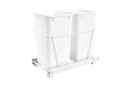 Double 27 Qrt Pull-Out Waste Containers White  11.81 in (300 mm) W x 22.25 in (565 mm) D x 19.13 in (486 mm) H