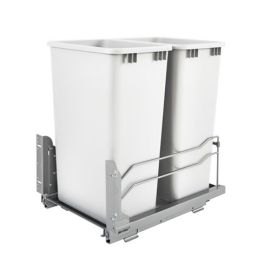 Double 50 Qrt Pull-out Waste Container Soft-Close White  14.75 in (375 mm) W x 22.25 in (565 mm) D x 22.88 in (581 mm) H