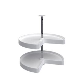 24 in White Polymer Kidney Lazy Susans 2-Shelf White  24 in (610 mm) W x 24 in (610 mm) D x 26 in (660 mm) H