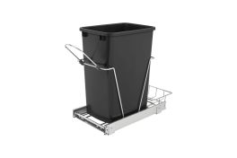 35 Qrt Pull-Out Waste Container Black  10.63 in (270 mm) W x 22 in (559 mm) D x 19.25 in (489 mm) H