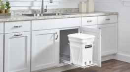 35 Qrt Pull-Out Waste Container White  10.63 in (270 mm) W x 22 in (559 mm) D x 19.25 in (489 mm) H