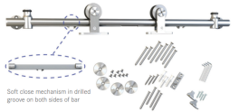 Barn door KIT rnd rail top mnt 6.5ft sc ,ss