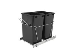Double 35 Qrt Pull-Out Waste Containers Black  14.38 in (365 mm) W x 22 in (559 mm) D x 19.25 in (489 mm) H