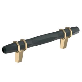 Amerock London 3-3/4(96) Inch Center to Center Handle Cabinet Pull Black Bronze/Golden Champagne
