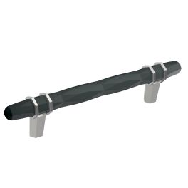 Amerock London 5-1/16(128) Inch Center to Center Handle Cabinet Pull Black Bronze/Polished Chrome