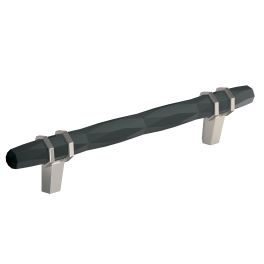 Amerock London 5-1/16(128) Inch Center to Center Handle Cabinet Pull Black Bronze/Satin Nickel
