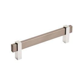 Amerock Mulino 5-1/16(128) Inch Center to Center Handle Cabinet Pull Black Brushed Nickel/Polished Chrome