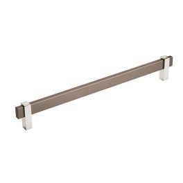 Amerock Mulino 10-1/16(256) Inch Center to Center Handle Cabinet Pull Black Brushed Nickel/Polished Chrome