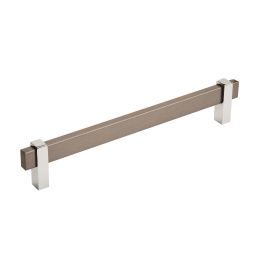 Amerock Mulino 7-9/16(192) Inch Center to Center Handle Cabinet Pull Black Brushed Nickel/Polished Chrome