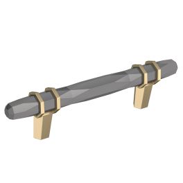 Amerock London 3-3/4(96) Inch Center to Center Handle Cabinet Pull Black Chrome/Golden Champagne