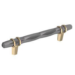 Amerock London 5-1/16(128) Inch Center to Center Handle Cabinet Pull Black Chrome/Golden Champagne