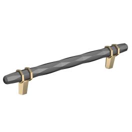 Amerock London 6-5/16(170) Inch Center to Center Handle Cabinet Pull Black Chrome/Golden Champagne