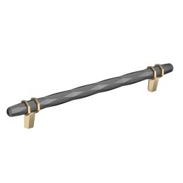 Amerock London 8(203) Inch Center to Center Handle Cabinet Pull Black Chrome/Golden Champagne