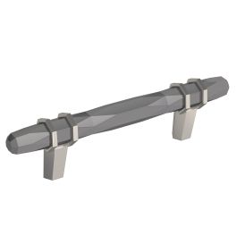 Amerock London 3-3/4(96) Inch Center to Center Handle Cabinet Pull Black Chrome/Satin Nickel