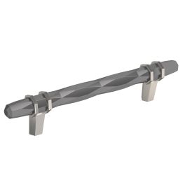 Amerock London 5-1/16(128) Inch Center to Center Handle Cabinet Pull Black Chrome/Satin Nickel