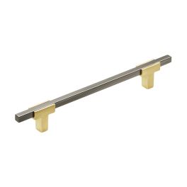 Amerock Urbanite 6-5/16(160) Inch Center to Center Handle Cabinet Pull Brushed Gold/Black Chrome