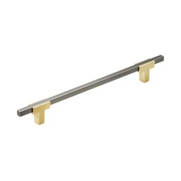 Amerock Urbanite 7-9/16(192) Inch Center to Center Handle Cabinet Pull Brushed Gold/Black Chrome