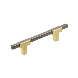 Amerock Urbanite 3-3/4(96) Inch Center to Center Handle Cabinet Pull Brushed Gold/Black Chrome