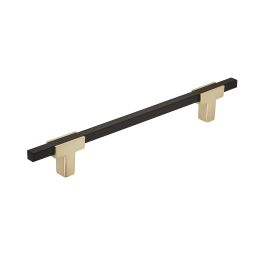 Amerock Urbanite 6-5/16(160) Inch Center to Center Handle Cabinet Pull Brushed Gold/Matte Black