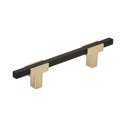 Amerock Urbanite 3-3/4(96) Inch Center to Center Handle Cabinet Pull Brushed Gold/Matte Black